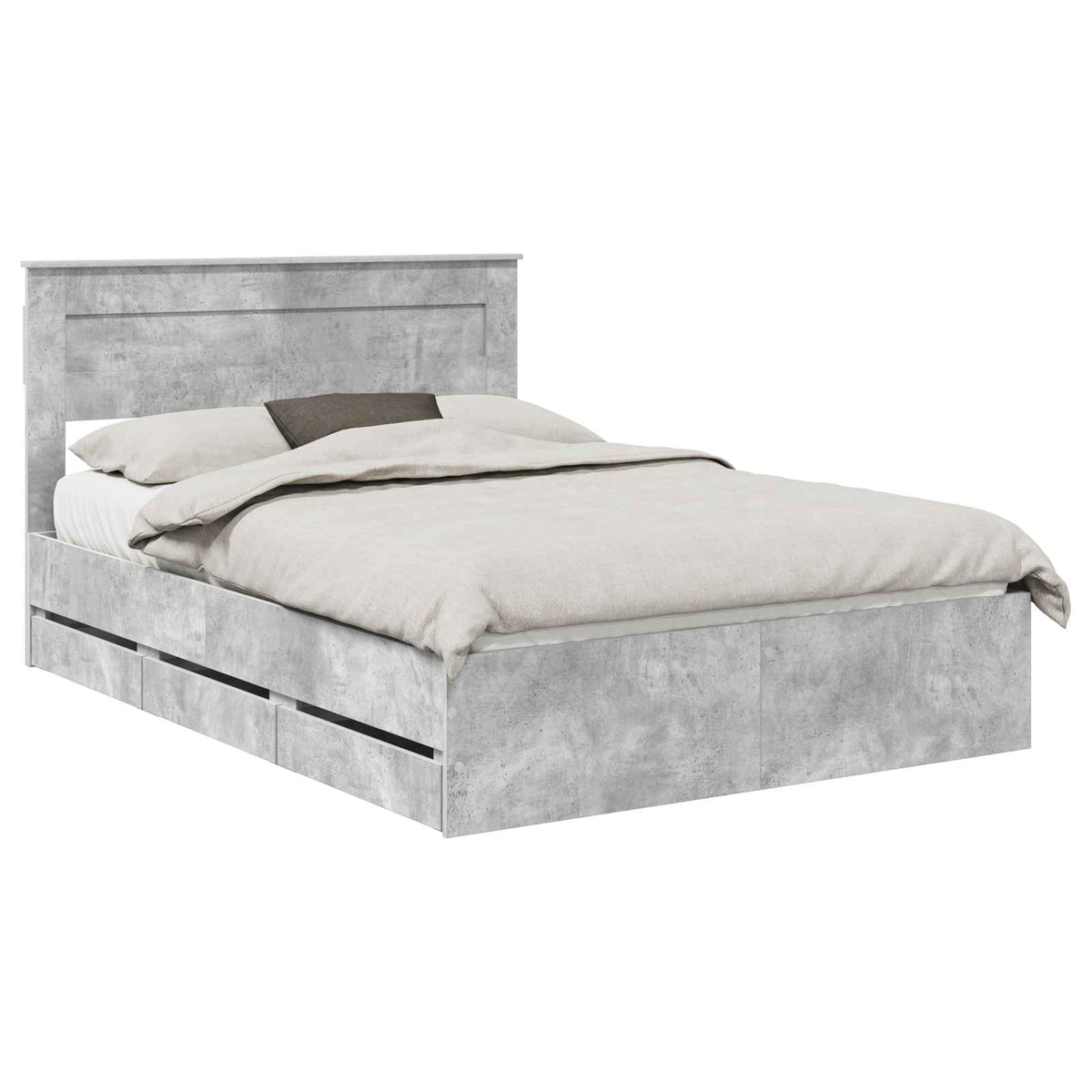 Bed Frame with Drawer Engineer Wood Length 200 cm Concrete Grey 140 cm