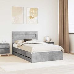 Bed Frame with Drawer Engineer Wood Length 190 cm Concrete grey 135 cm
