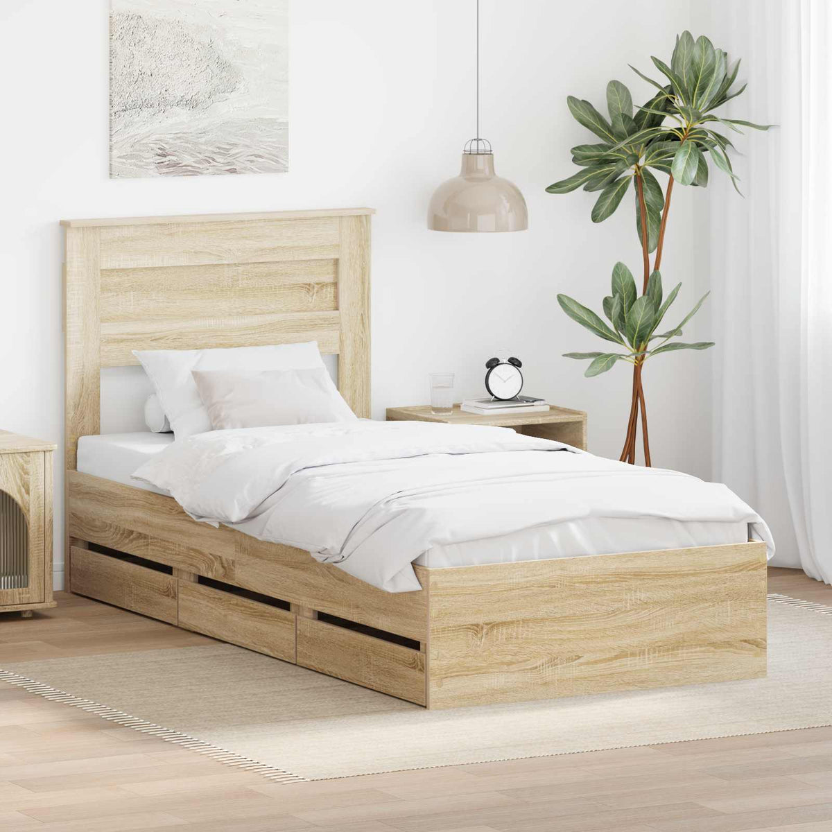 Bed Frame with Drawer Engineer Wood Length 190 cm Sonoma oak 75 cm