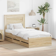 Bed Frame with Drawer Engineer Wood Length 190 cm Sonoma oak 75 cm