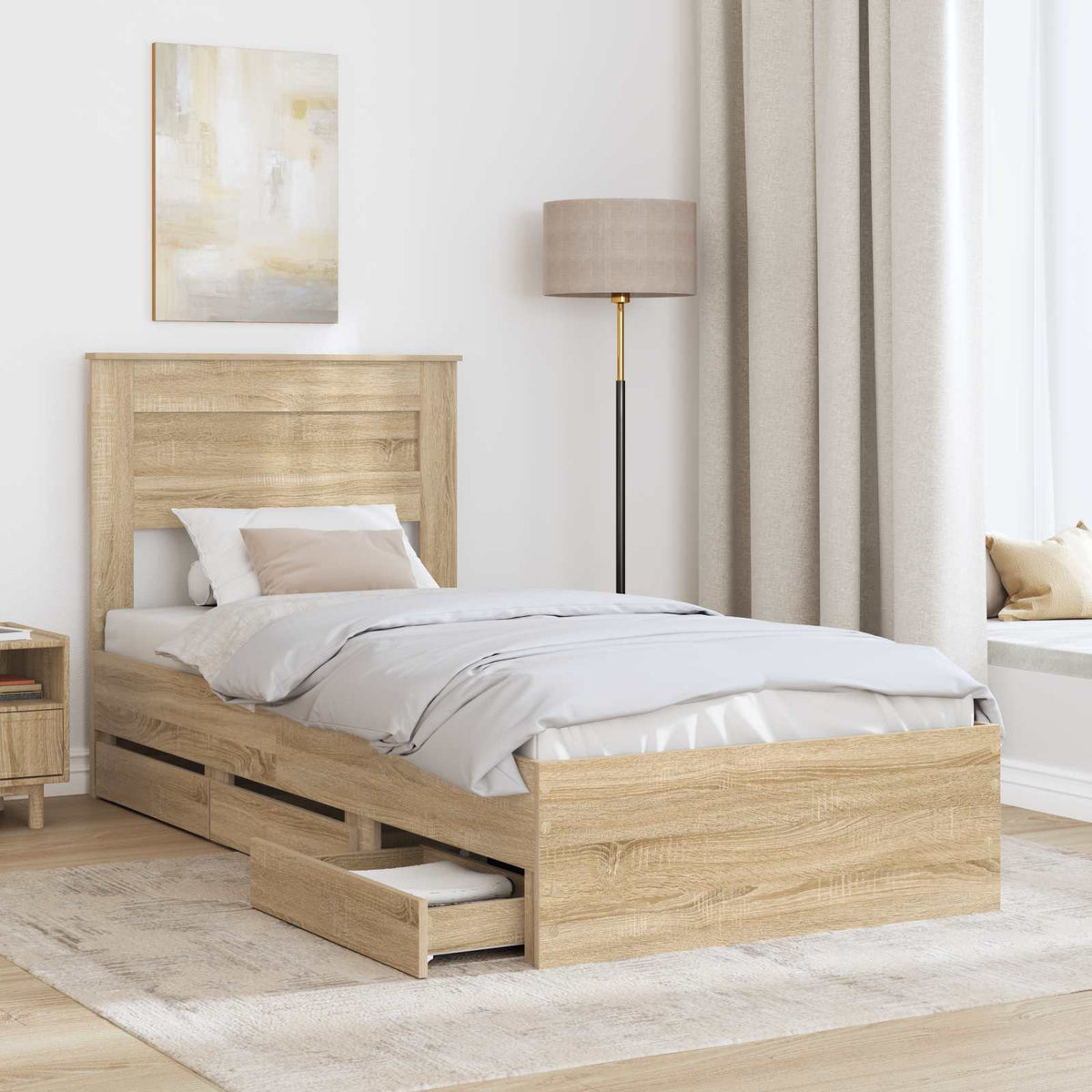 Bed Frame with Drawer Engineer Wood Length 190 cm Sonoma oak 75 cm