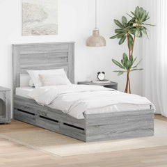 Bed Frame Drawer Engineer Wood Length Grey sonoma