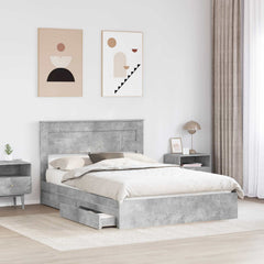 Storage Bed Engineered Wood Length 200 cm Concrete Grey 150 cm