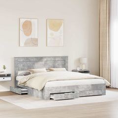 Bed Frame Engineered Wood Length 200 cm Concrete Grey 200 cm