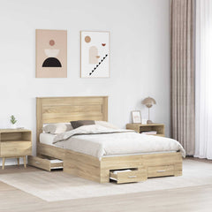 Bed Frame with Drawer Engineered Wood Length 200 cm Sonoma Oak 120 cm