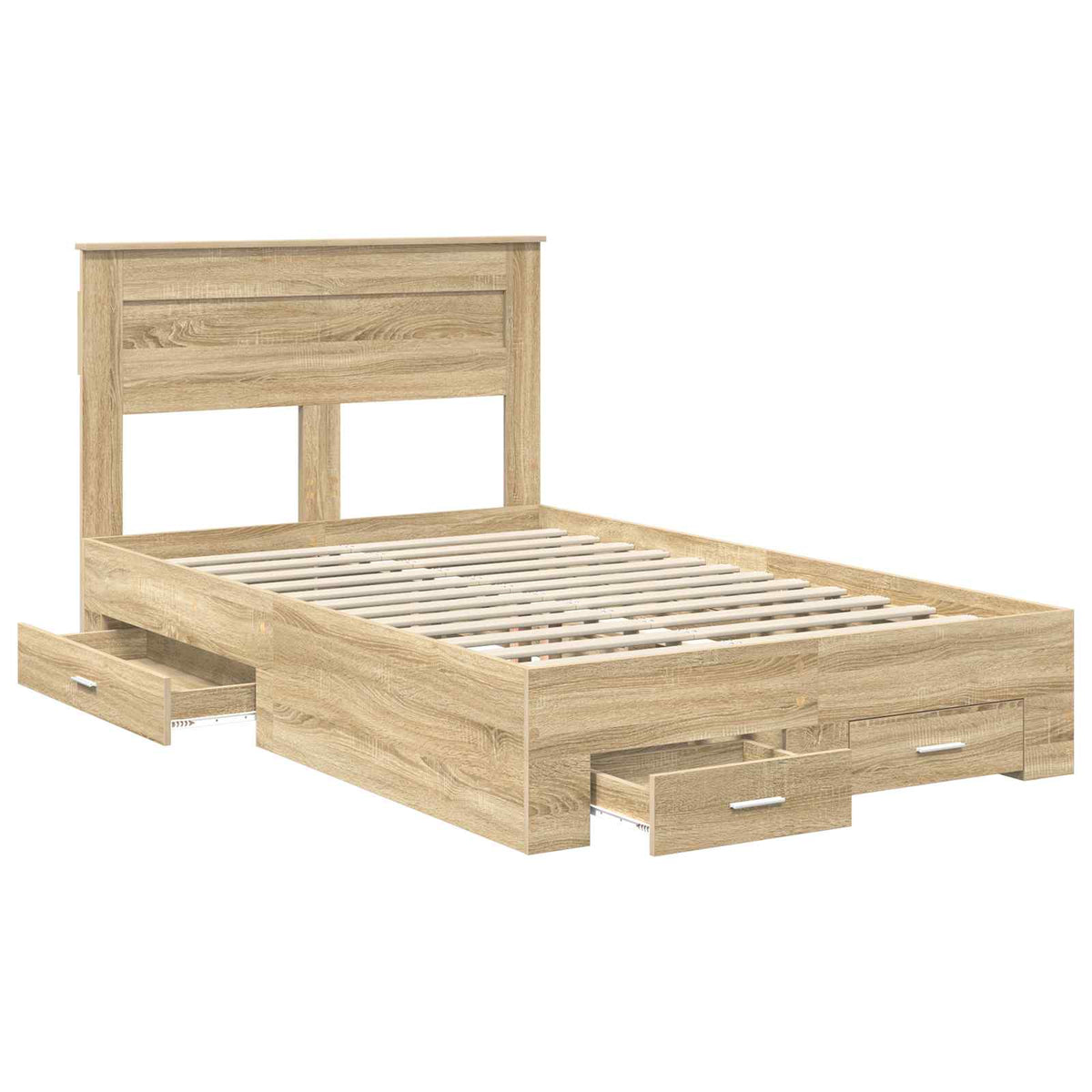 Bed Frame with Drawer Engineered Wood Length 200 cm Sonoma Oak 120 cm