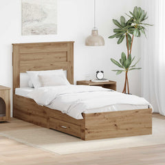 vidaXL Bed Frame with Drawer Artisan Oak 100 x 200 cm Engineered Wood 1