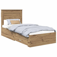 vidaXL Bed Frame with Drawer Artisan Oak 100 x 200 cm Engineered Wood 2