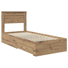 vidaXL Bed Frame with Drawer Artisan Oak 100 x 200 cm Engineered Wood 4