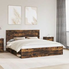 Bed Frame Engineered Wood Length 200 cm Smoked Oak 200 cm