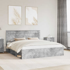 Bed Frame Engineered Wood Length 200 cm Concrete Grey 180 cm
