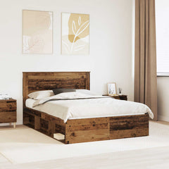 Bed Frame 140 x 190 cm Solid Pine Wood Old wood