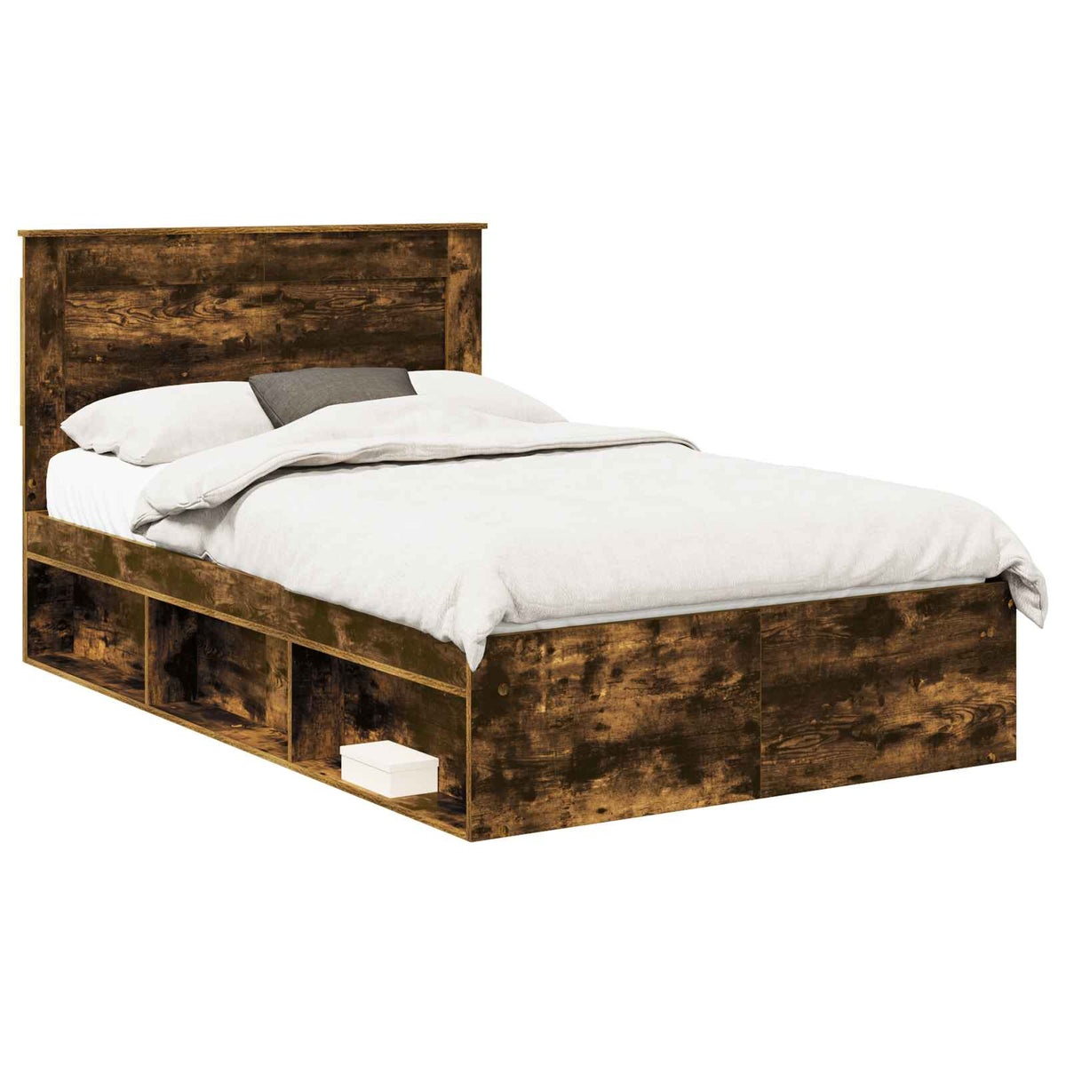 Bed Frame 135 x 190 cm Engineered Wood Smoked oak
