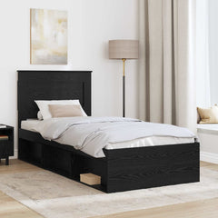 Bed Frame Engineered Wood Length 200 cm Black Oak 100 cm