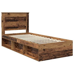 Bed Frame with Headboard Solid Pine Wood Length 200 cm Old Wood 100 cm
