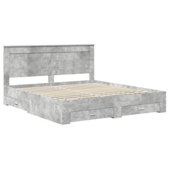 Bed Frame Engineered Wood Length 200 cm Concrete Grey 200 cm