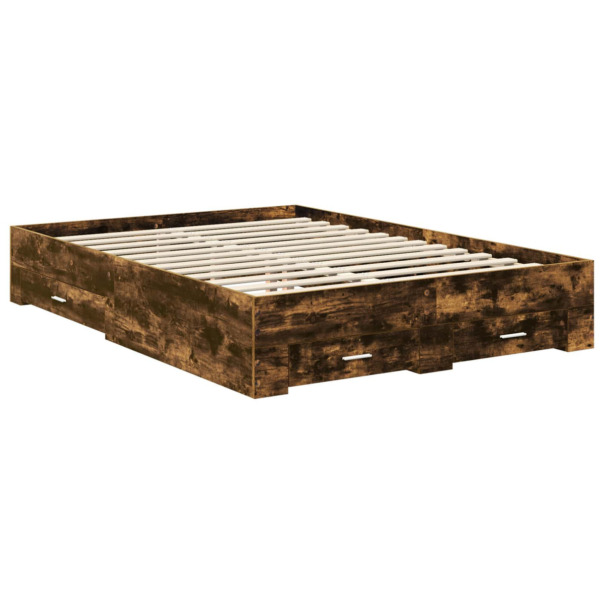 Bed Frame with Drawer 135 x 190 cm Engineered Wood Smoked oak
