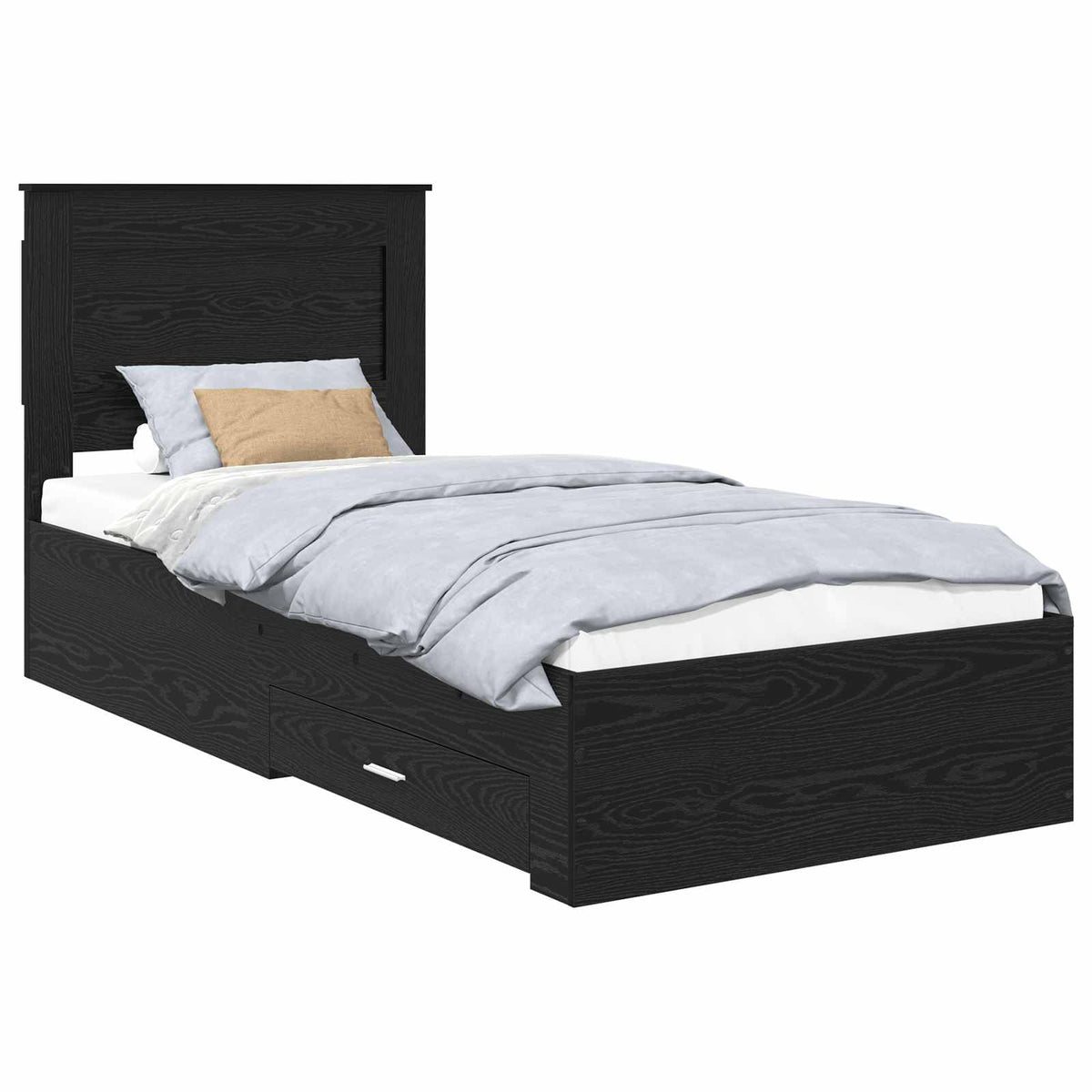 Bed Frame with Drawer Engineered Wood Length 200 cm Black Oak 90 cm