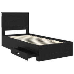 Bed Frame with Drawer Engineered Wood Length 200 cm Black Oak 90 cm