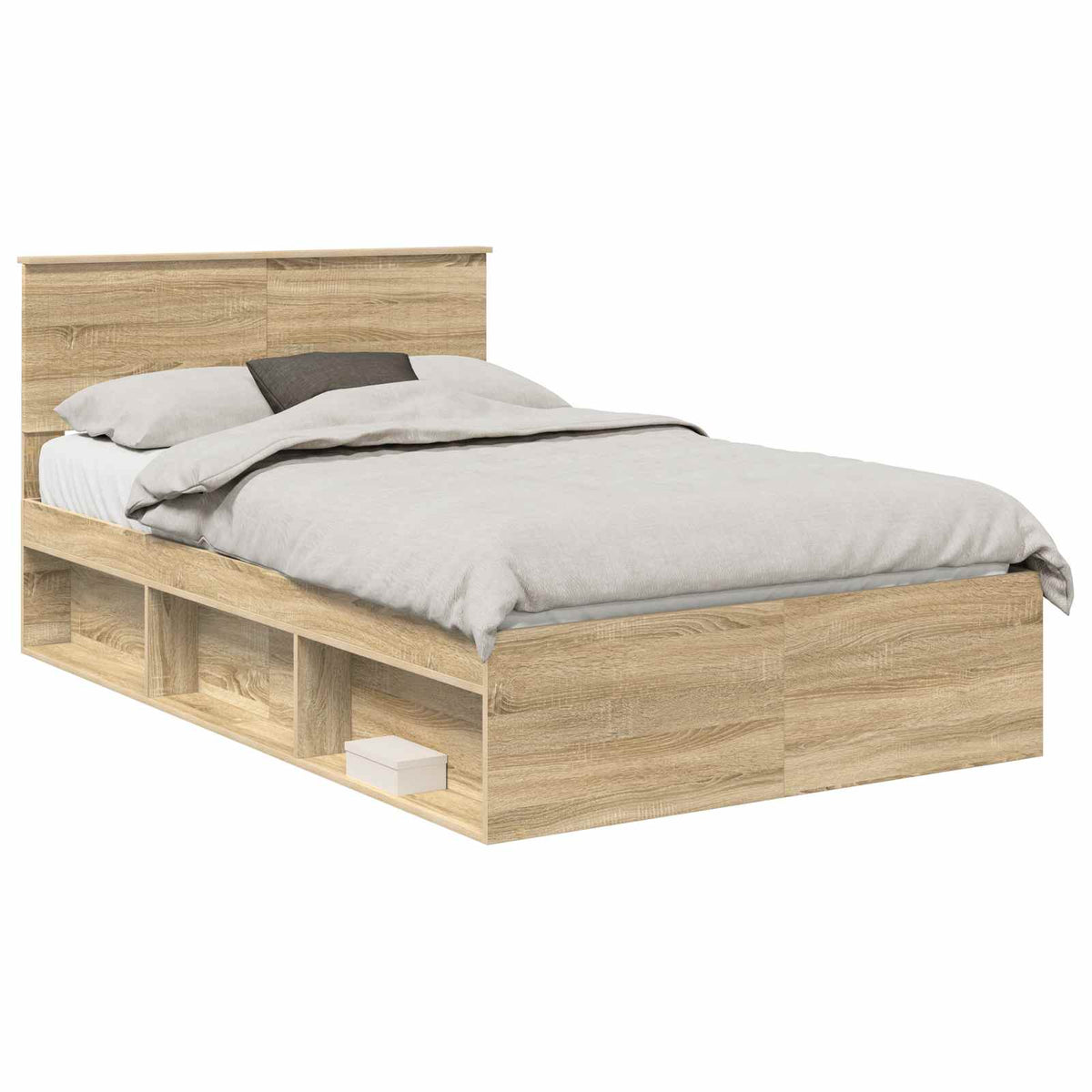Bed Frame 120 x 200 cm Solid Pine Wood Sonoma oak