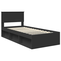 Bed Frame Solid Pine Wood Black