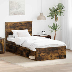 Bed Frame Solid Pine Wood Smoked oak