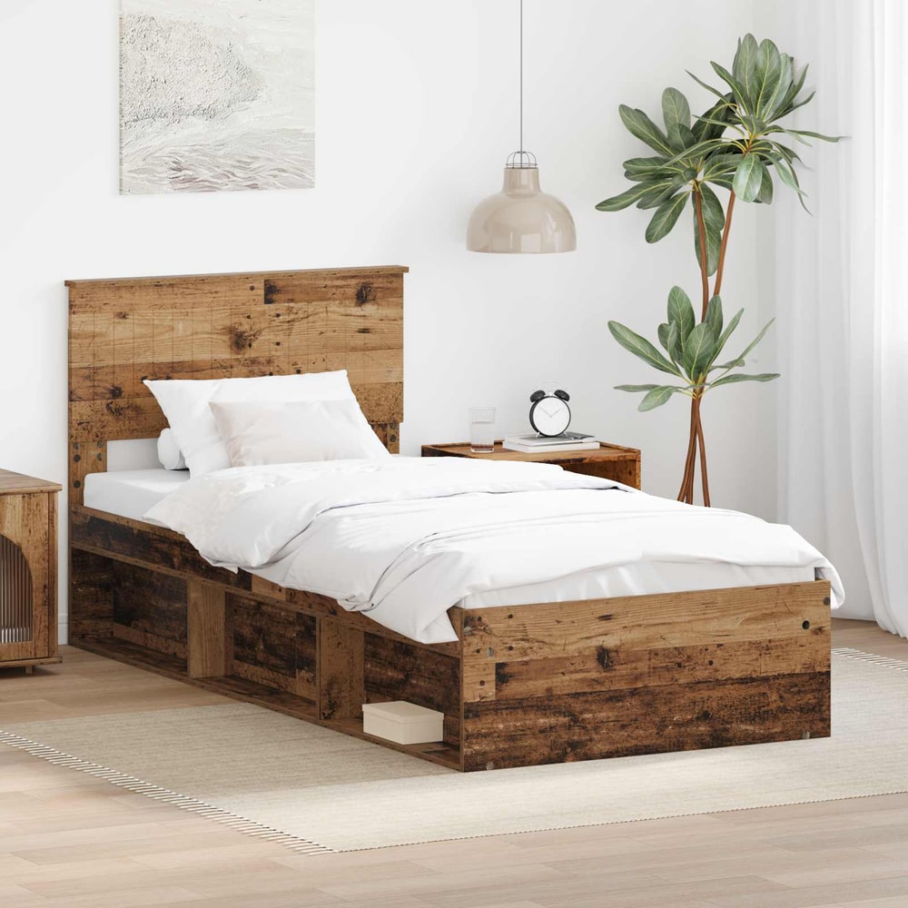 Bed Frame Solid Pine Wood Old