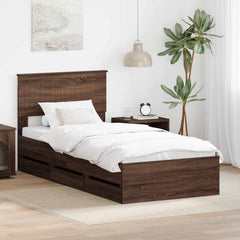 Bed Frame Drawer Engineer Wood Brown oak
