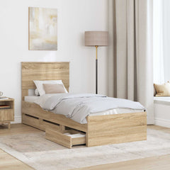 Bed Frame with Drawer 75 x 190 cm Engineer Wood Sonoma oak