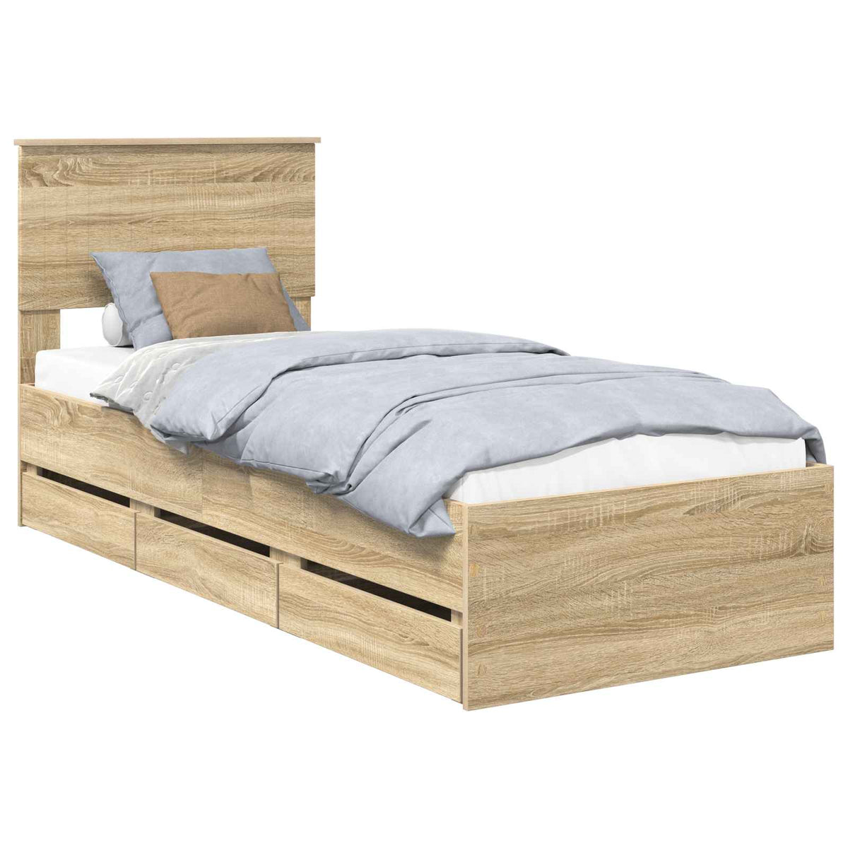 Bed Frame with Drawer 75 x 190 cm Engineer Wood Sonoma oak