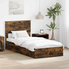 Storage Bed with Drawer Engineered Wood Length 190 cm Smoked oak 90 cm