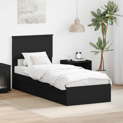 Storage Bed with Drawer Engineered Wood Length 190 cm Black 75 cm