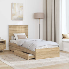 Storage Bed with Drawer Engineered Wood Length 190 cm Sonoma oak 75 cm