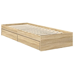 Storage Bed with Drawer Engineered Wood Length 190 cm Sonoma oak 75 cm