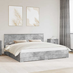 Bed Frame Engineered Wood Length 200 cm Concrete Grey 200 cm