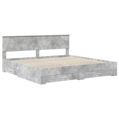 Bed Frame Engineered Wood Length 200 cm Concrete Grey 200 cm