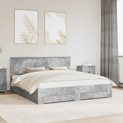 Bed Frame Engineered Wood Length 200 cm Concrete Grey 180 cm