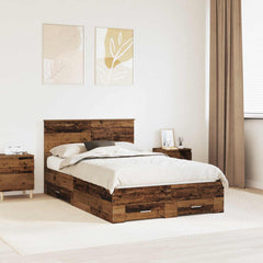 Bed Frame 120 x 190 cm Engineered Wood Old wood