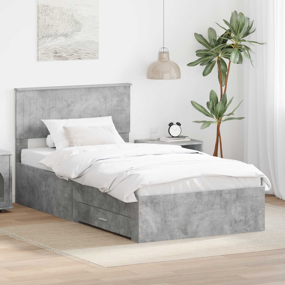 Bed Frame Engineered Wood Length 200 cm Concrete Grey 100 cm