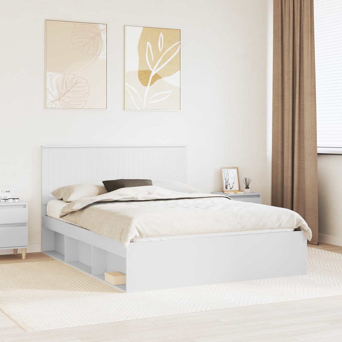 Bed Frame 150 x 200 cm Solid Pine Wood White