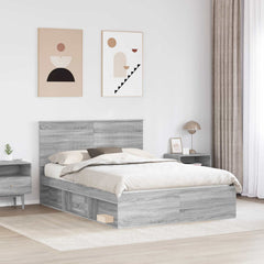 Bed Frame Solid Pine Wood Grey sonoma