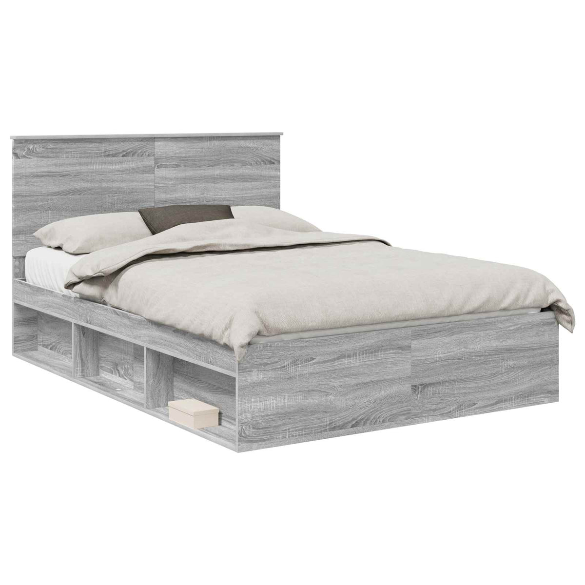 Bed Frame Solid Pine Wood Grey sonoma