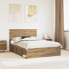 Bed Frame 140 x 190 cm Solid Pine Wood Artisan oak