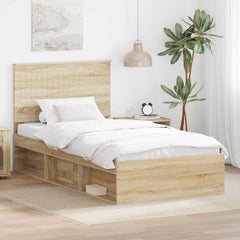 Bed Frame 100 x 200 cm Solid Pine Wood Sonoma oak