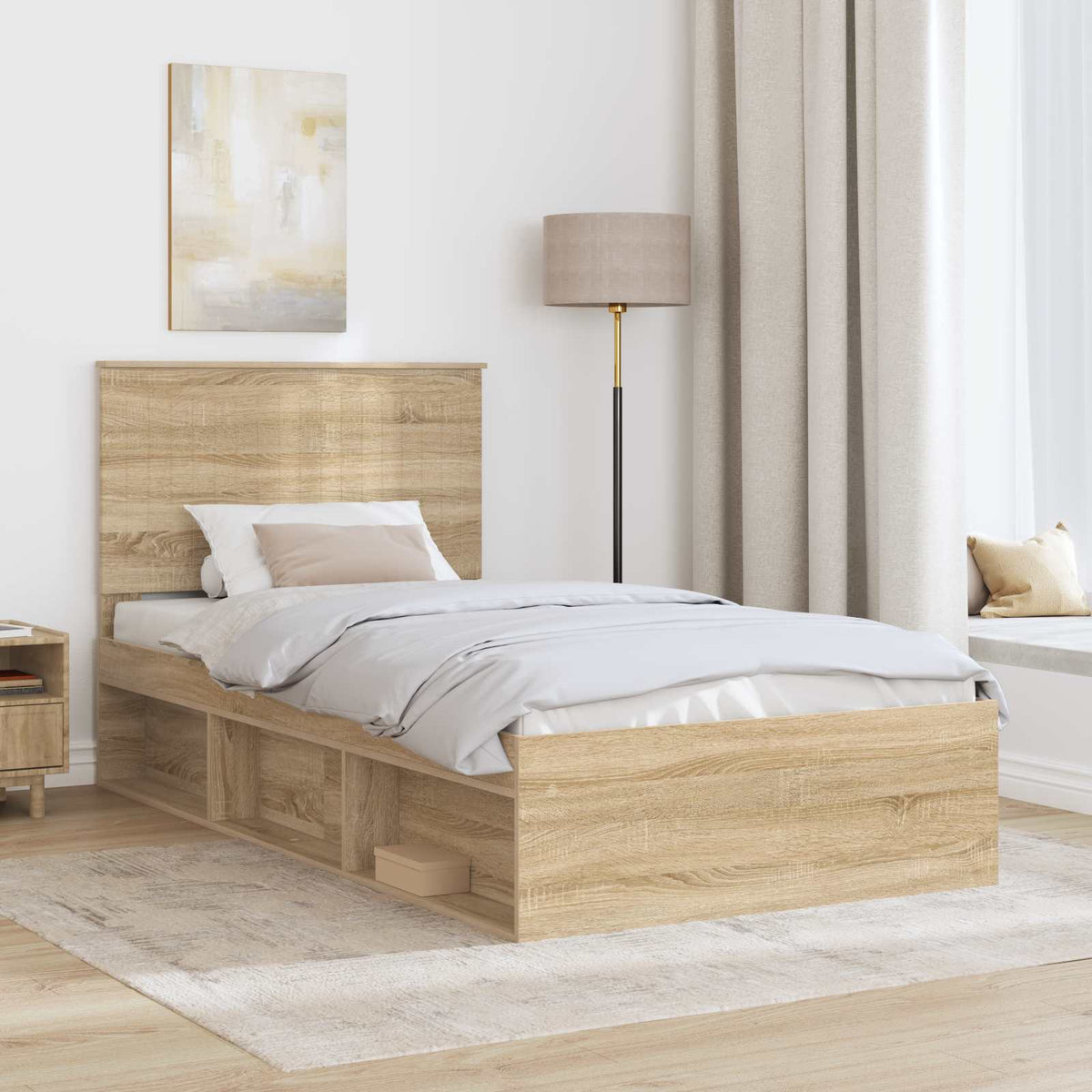 Bed Frame 100 x 200 cm Solid Pine Wood Sonoma oak