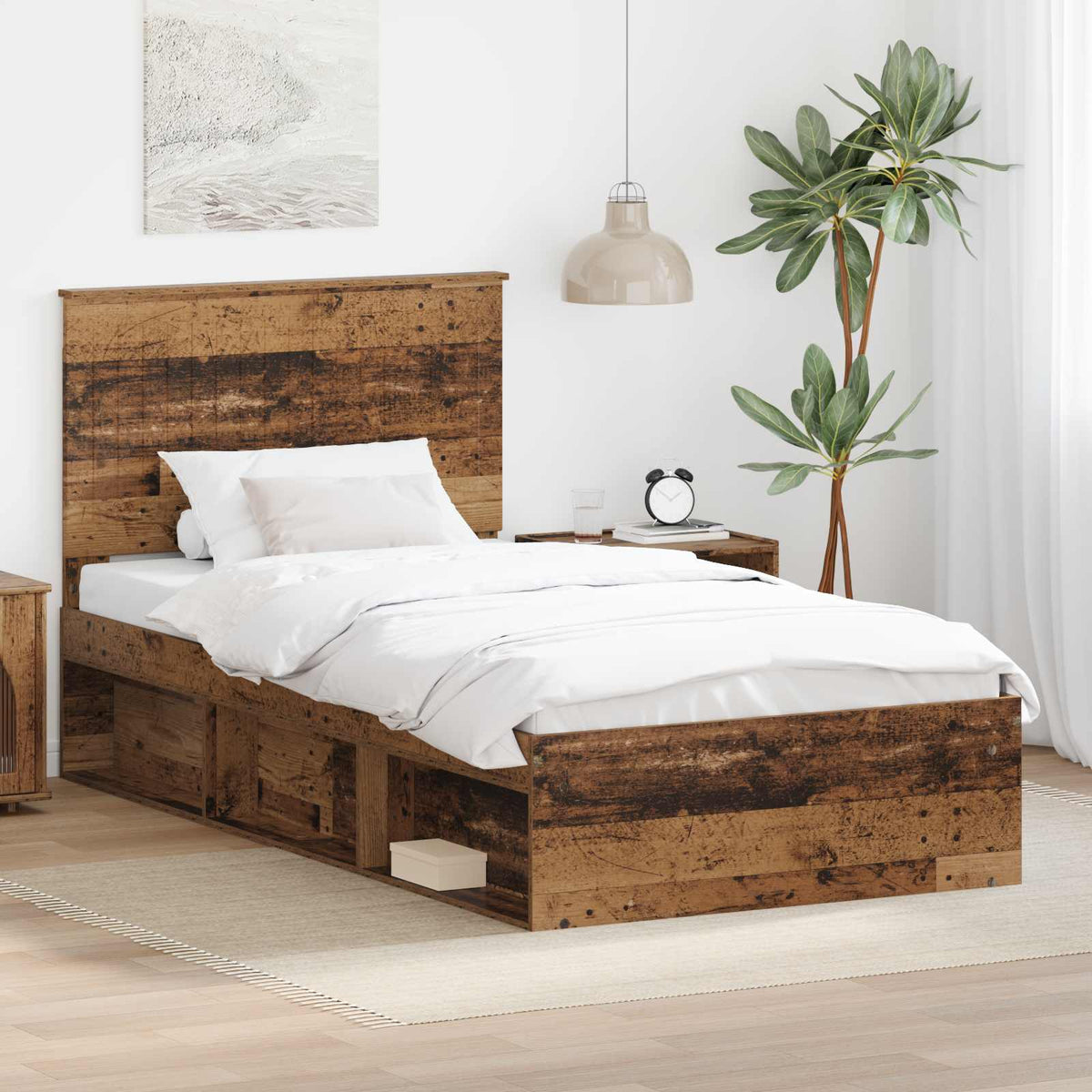 Bed Frame 100 x 200 cm Solid Pine Wood Old wood