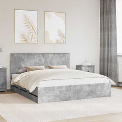 Bed Frame with Drawer Engineer Wood Length 200 cm Concrete Grey 180 cm
