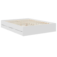 Bed Frame with Drawer Engineer Wood Length 200 cm White 150 cm