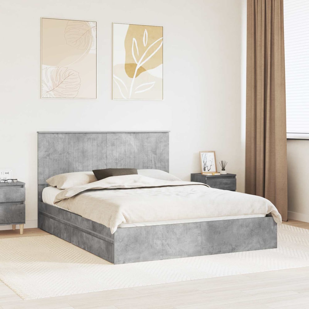 Storage Bed Engineered Wood Length 200 cm Concrete Grey 150 cm