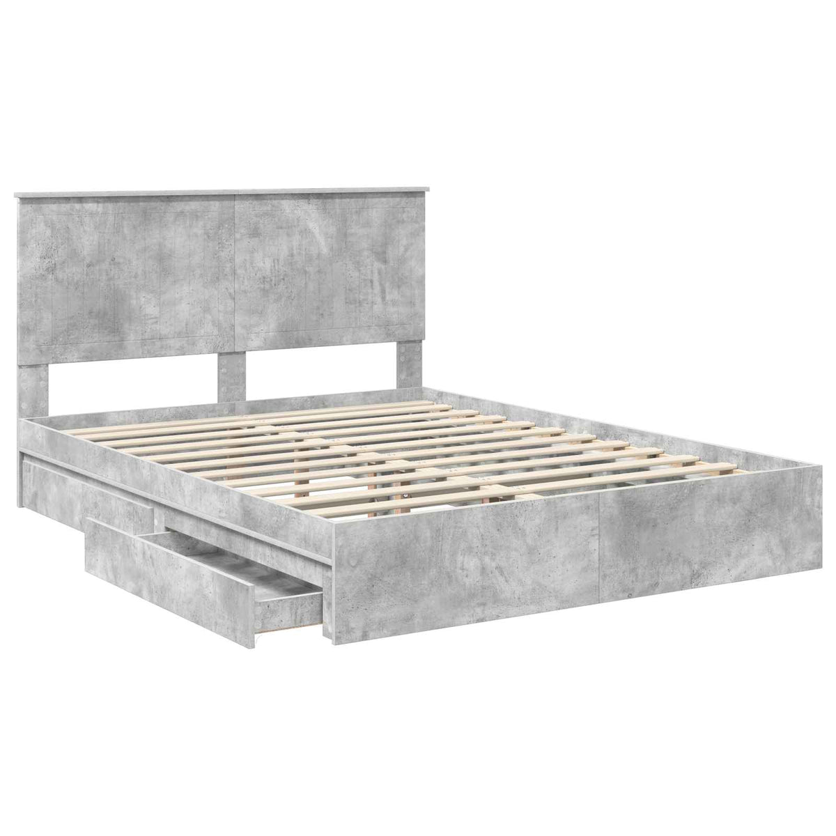 Storage Bed Engineered Wood Length 200 cm Concrete Grey 150 cm